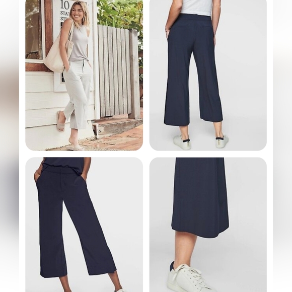 Athleta Tribeca  Tern Gray Cropped Wide Leg Pants Size 4 - Picture 13 of 16